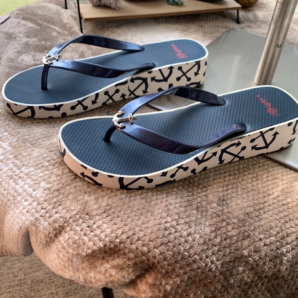 Brighton nautical platform sandals.. new